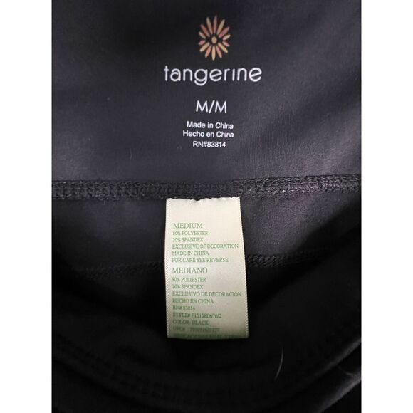 Tangerine  Cropped  Black Athletic Leggings With Pockets - Picture 3 of 6